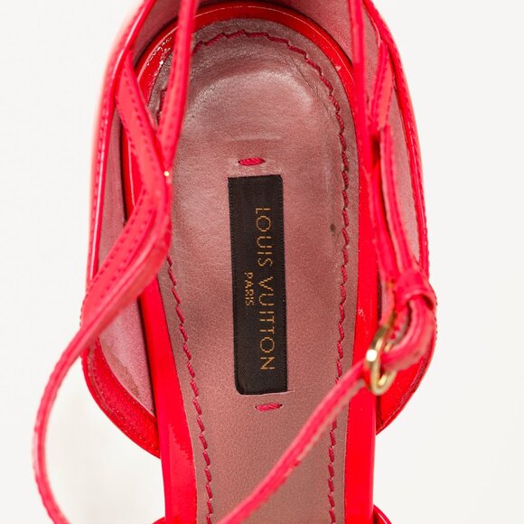 Louis Vuitton Strawberry Rose Pop Patent T-Strap Wedge Sandals - Picture 11 of 12